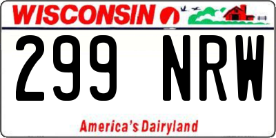 WI license plate 299NRW