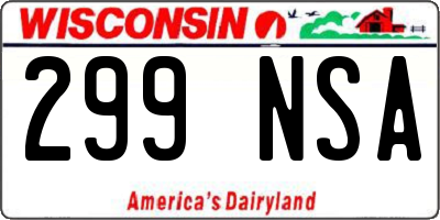 WI license plate 299NSA
