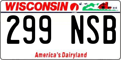 WI license plate 299NSB
