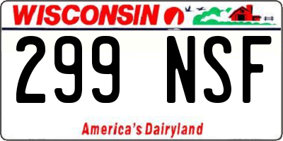 WI license plate 299NSF