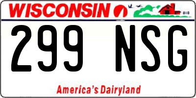 WI license plate 299NSG