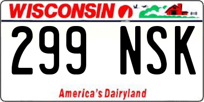 WI license plate 299NSK