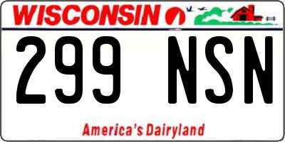 WI license plate 299NSN