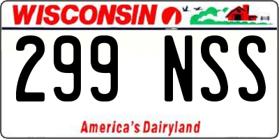 WI license plate 299NSS