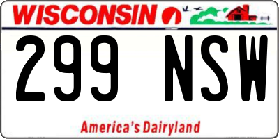 WI license plate 299NSW