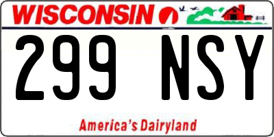 WI license plate 299NSY