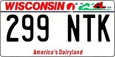 WI license plate 299NTK