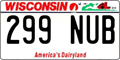 WI license plate 299NUB
