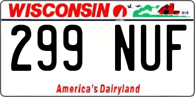 WI license plate 299NUF