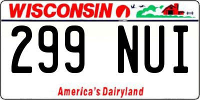 WI license plate 299NUI