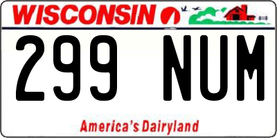 WI license plate 299NUM