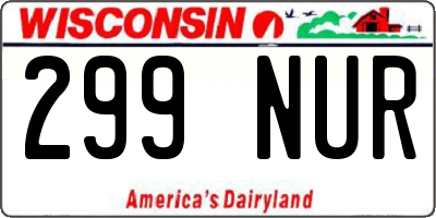 WI license plate 299NUR