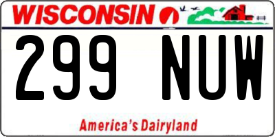 WI license plate 299NUW