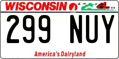 WI license plate 299NUY