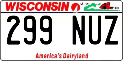 WI license plate 299NUZ