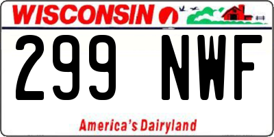 WI license plate 299NWF