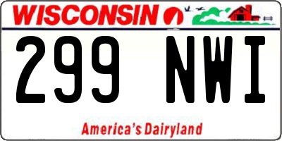 WI license plate 299NWI