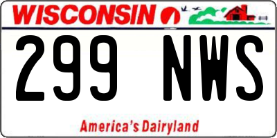 WI license plate 299NWS