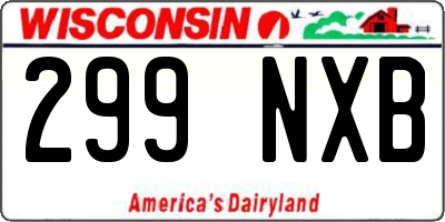 WI license plate 299NXB