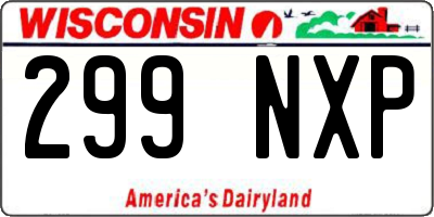 WI license plate 299NXP