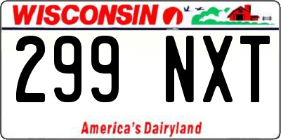 WI license plate 299NXT