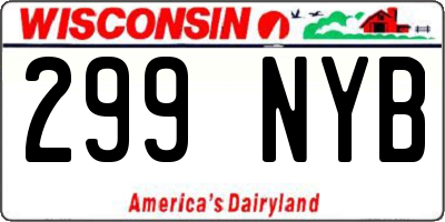 WI license plate 299NYB