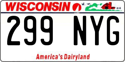 WI license plate 299NYG