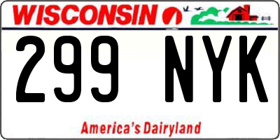 WI license plate 299NYK