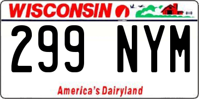 WI license plate 299NYM