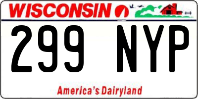 WI license plate 299NYP