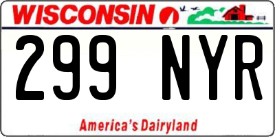 WI license plate 299NYR