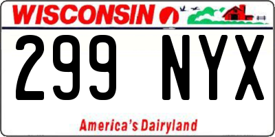 WI license plate 299NYX