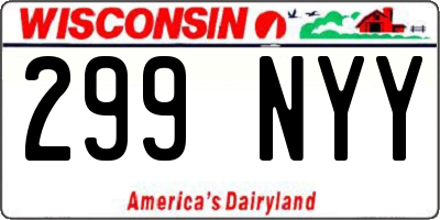 WI license plate 299NYY