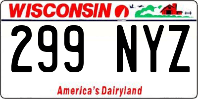 WI license plate 299NYZ
