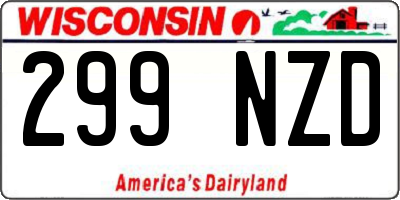 WI license plate 299NZD
