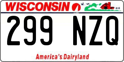 WI license plate 299NZQ