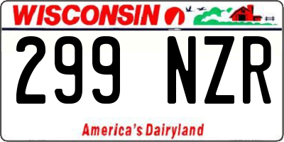 WI license plate 299NZR
