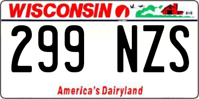 WI license plate 299NZS