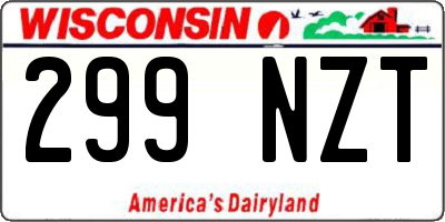 WI license plate 299NZT