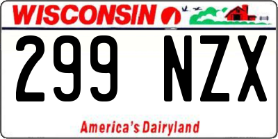 WI license plate 299NZX