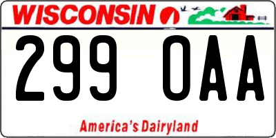 WI license plate 299OAA