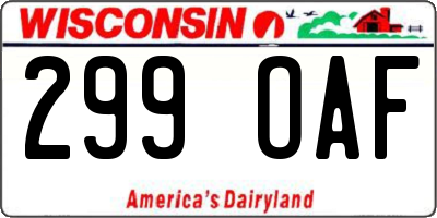 WI license plate 299OAF