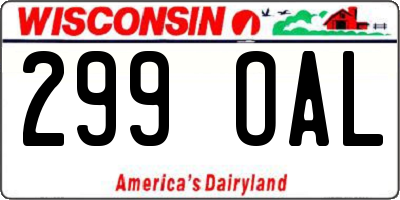 WI license plate 299OAL