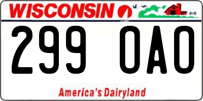 WI license plate 299OAO