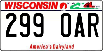 WI license plate 299OAR