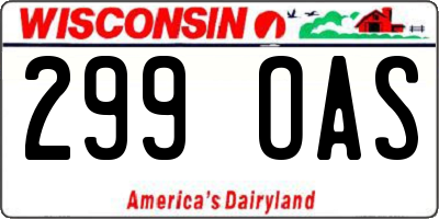 WI license plate 299OAS