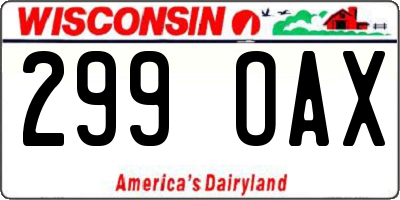 WI license plate 299OAX