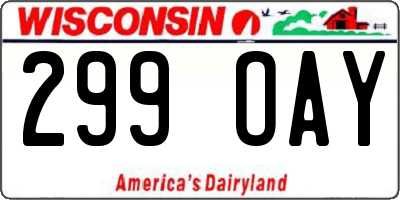 WI license plate 299OAY