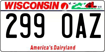 WI license plate 299OAZ
