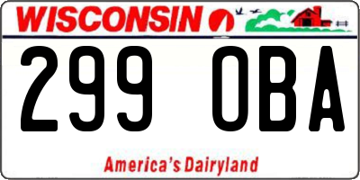 WI license plate 299OBA
